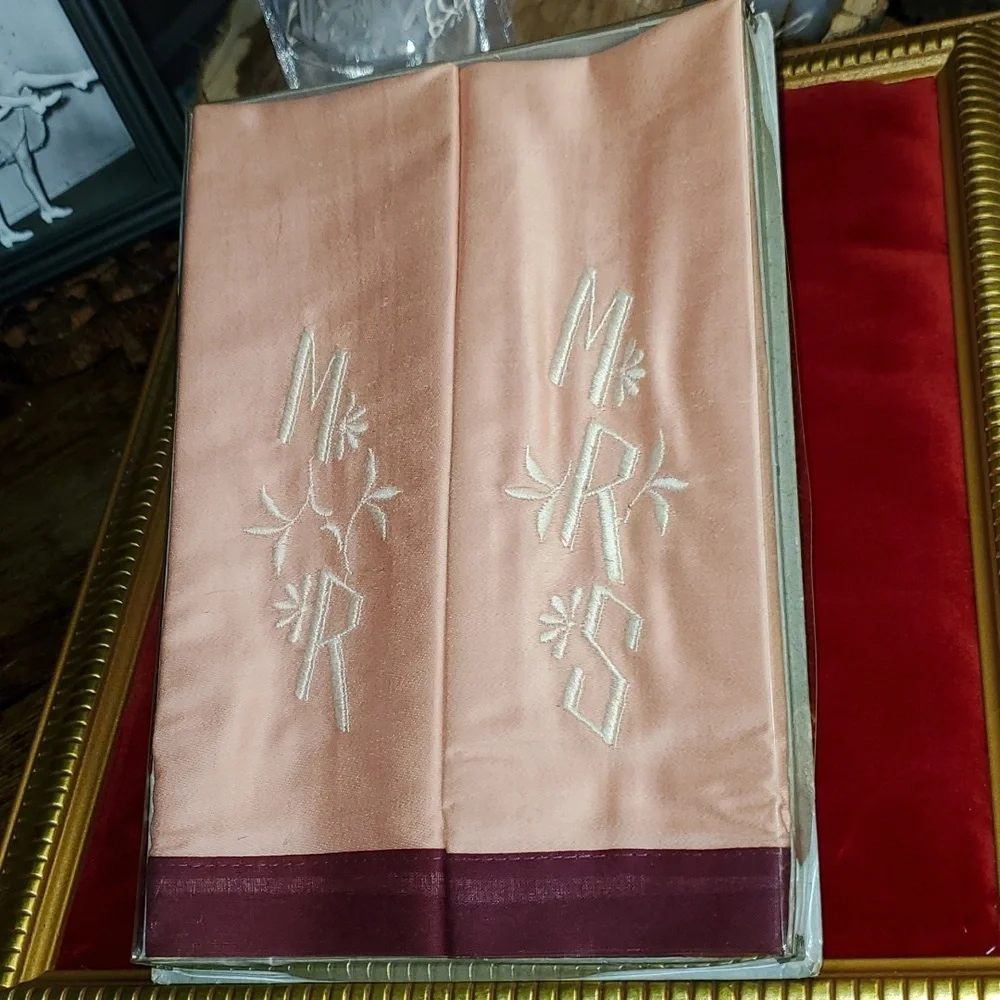 Vintage - His Hers Hand Towels - 1940s - WWII - Wedding - NIB